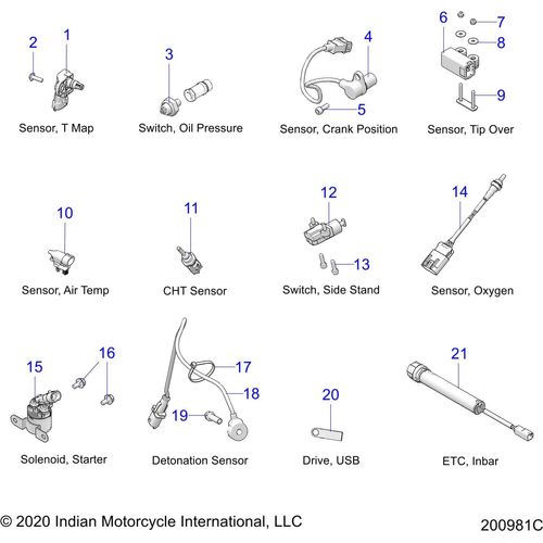 Electrical, Components 2 All Options - 2022 Indian Chieftain Standard 111 Schematic-21351 OEM Schematic