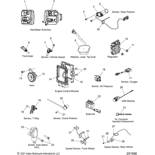 Electrical, Components All Options - 2022 Indian Scout Bobber/Bobber Twenty Mt Schematic-20528 OEM Schematic