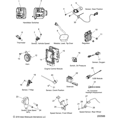 Electrical, Components All Options - 2022 Indian Scout Rogue Schematic-20467 OEM Schematic