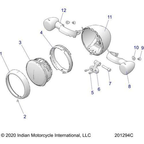 Electrical, Front Lighting And Turn Signals All Options - 2022 Indian Chief Dark Horse 116 Schematic-21680 OEM Schematic