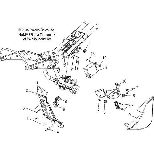 Electrical, Fuse Box Mount/Side Cover, Rh - 2006 Victory Victory Hammer All Options - V06Hb26 Schematic 5213 OEM Schematic