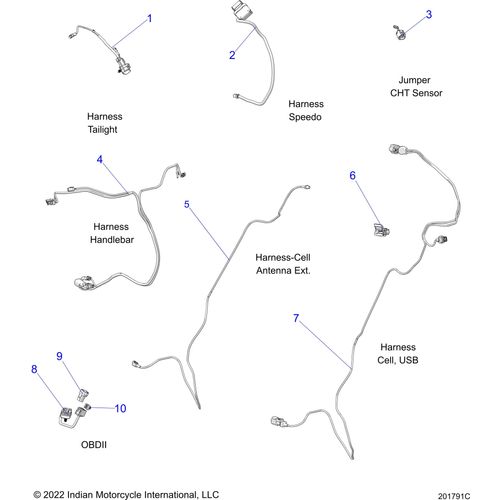 Electrical, Harness/Jumpers All Options - 2022 Indian Chief Bobber Dark Horse 116 Schematic-21745 OEM Schematic