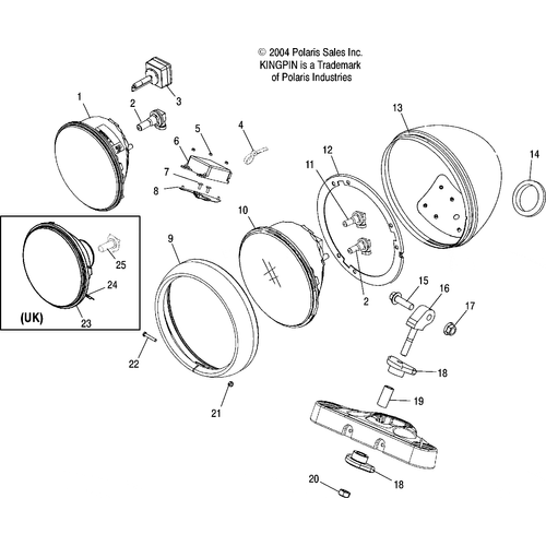 Electrical, Headlight - 2005 Victory Kingpin/Ness All Options - V05Cb16/Dc16 Schematic 5368 OEM Schematic