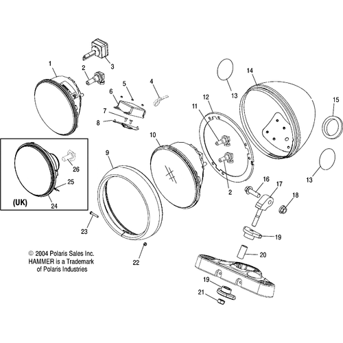 Electrical, Headlight - 2005 Victory Victory Hammer All Options - V05Hb26 Schematic 5421 OEM Schematic