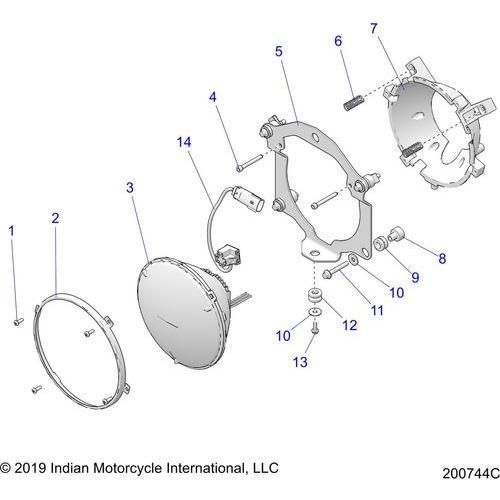 Electrical, Headlight All Options - 2020 Indian Chieftain Standard Titanium Smoke Schematic-24619 OEM Schematic