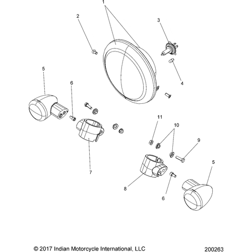 Electrical, Headlight And Front Turn Signals All Options - 2018 Indian Scout Bobber Schematic-26361 OEM Schematic