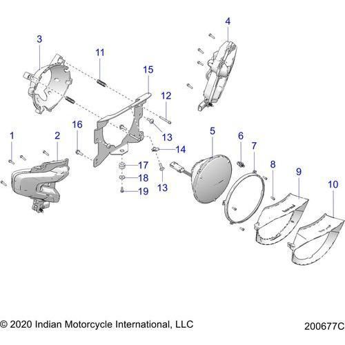 Electrical, Headlight, Front Turn Signals All Options - 2020 Indian Challenger Base/Limited Schematic-25266 OEM Schematic