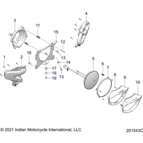 Electrical, Headlight, Front Turn Signals All Options - 2022 Indian Challenger Elite Schematic-22085 OEM Schematic