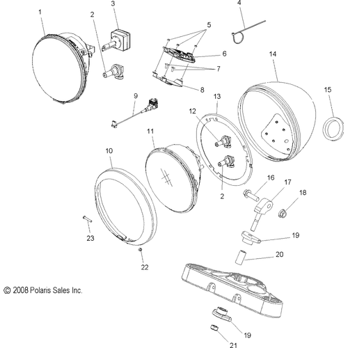 Electrical, Headlight, Pinball - 2009 Victory Kingpin/Kingpin Touring/Kingpin Low/Kingpin Pinball All Options - V09Cb26/Cd26/Kb26/Pb26 Schematic 4373 OEM Schematic