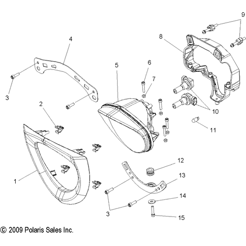Electrical, Headlight W/Fairing - 2010 Victory Cross Country/Cross Roads All Options - V10Db36Da/Eb36Da Schematic 3888 OEM Schematic