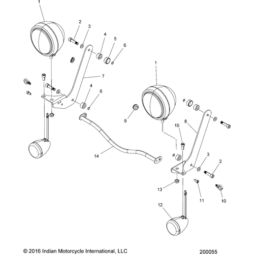 Electrical, Light Bar And Turn Signal, Front All Options - 2017 Indian Springfield Schematic-27073 OEM Schematic