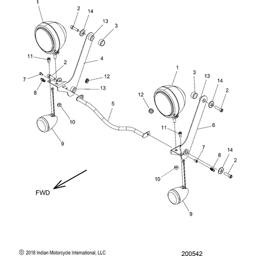 Electrical, Light Bar And Turn Signal, Front All Options - 2019 Indian Springfield Dark Horse Schematic-25336 OEM Schematic