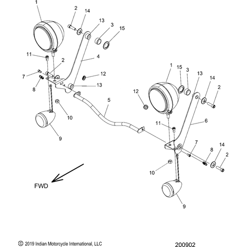 Electrical, Light Bar And Turn Signal, Front All Options - 2020 Indian Springfield Limited Schematic-23860 OEM Schematic