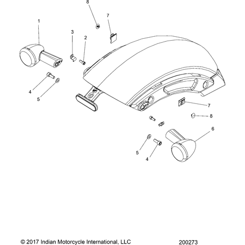 Electrical, Rear Turn Signals And Reflector N18msa00/Msb00 All Options - 2018 Indian Scout Bobber Schematic-26363 OEM Schematic