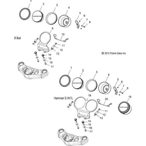 Electrical, Speedometer - 2013 Victory Hammer 8 Ball/S Intl - V13Ha36/Hs36 Schematic 2662 OEM Schematic