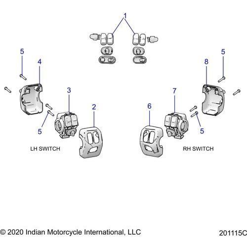 Electrical, Switch Controls, Lh/Rh - 2022 Indian Springfield Dark Horse Schematic-20176 OEM Schematic