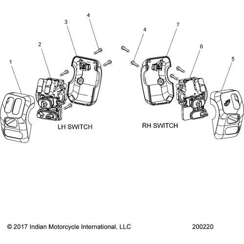 Electrical, Switch Controls, Lh/Rh All Options - 2018 Indian Chieftain Classic Schematic-26871 OEM Schematic