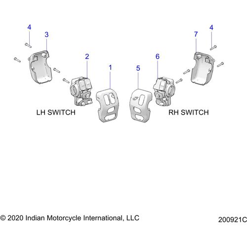 N/A OEM Schematic Electrical, Switch Controls, Lh/Rh All Options - 2020 Indian Chieftain Dark Horse Schematic-24923