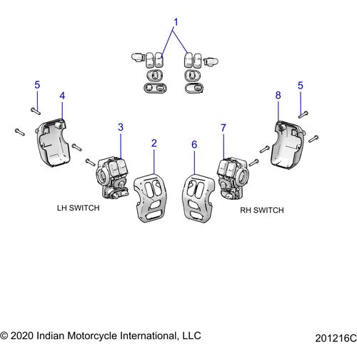 Electrical, Switch Controls, Lh/Rh All Options - 2021 Indian Roadmaster Schematic-22921 OEM Schematic