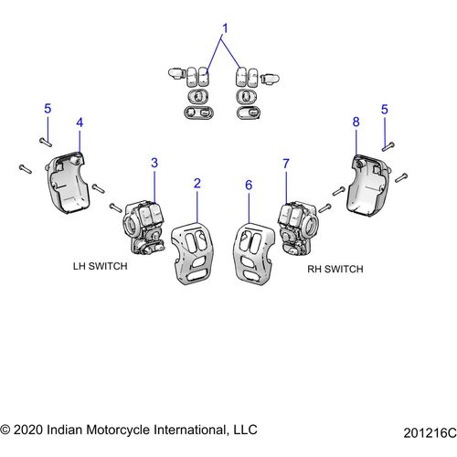 N/A OEM Schematic Electrical, Switch Controls, Lh/Rh All Options - 2022 Indian Chieftain Elite Schematic-21549
