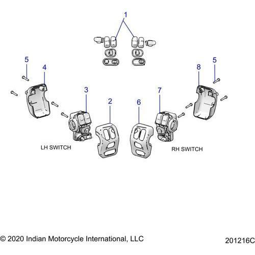 Electrical, Switch Controls, Lh/Rh All Options - 2022 Indian Pursuit Dark Horse / Dark Horse Premium Schematic-21082 OEM Schematic