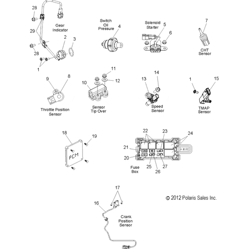 Electrical, Switches, Sensors And Components 1 - 2013 Victory Cross Roads Classic/Hard-Ball All Options - V13Bw36/Ew36 Schematic 2607 OEM Schematic
