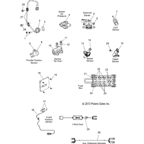 Electrical, Switches, Sensors And Components 1 - 2015 Victory Cross Country 8 Ball All Options - V15Da36 Schematic 1307 OEM Schematic