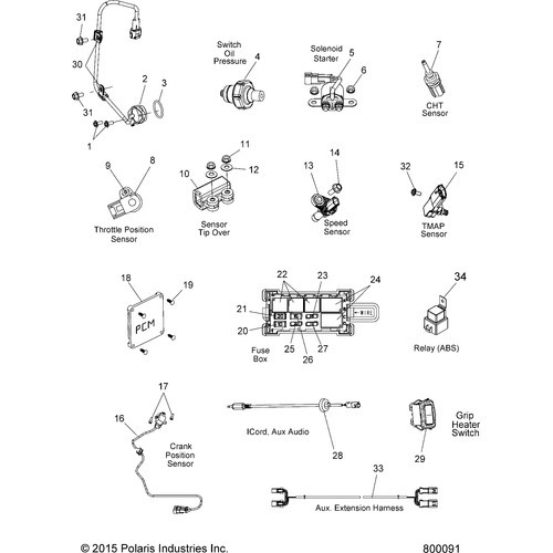 Electrical, Switches, Sensors And Components 1 - 2016 Victory Cross Country/Touring All Options Schematic 657 OEM Schematic