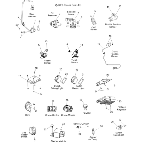 Electrical, Switches, Sensors And Components - 2009 Victory Vision Street/Ness/Touring/10Th Ann. - V09Sb36/Sc36/Sd36/Sz36 Schematic 4506 OEM Schematic