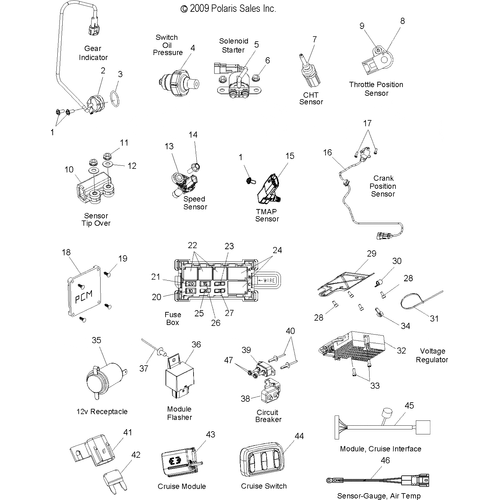 Electrical, Switches, Sensors And Components - 2010 Victory Cross Country/Cross Roads All Options - V10Db36Da/Eb36Da Schematic 3893 OEM Schematic