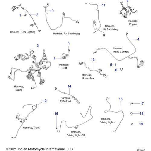 Electrical, Wire Harness 2 All Options - 2022 Indian Pursuit Limited / Limited Premium Schematic-21005 OEM Schematic
