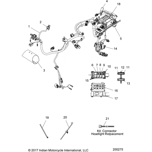 N/A OEM Schematic Electrical, Wire Harness All Options - 2018 Indian Scout Bobber Schematic-26337