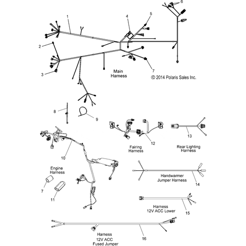 Electrical, Wire Harnesses - 2015 Victory Cross Country/Touring All Options - V15Cw/Db/Dw/Tw36 Schematic 1383 OEM Schematic