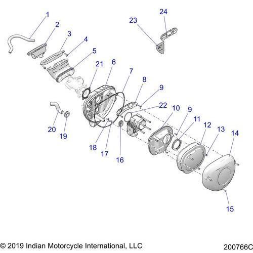 Engine, Air Intake System All Options - 2021 Indian Roadmaster Schematic-22876 OEM Schematic