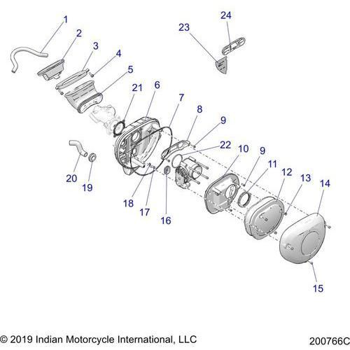 Engine, Air Intake System All Options - 2022 Indian Roadmaster Premium Schematic-20713 OEM Schematic