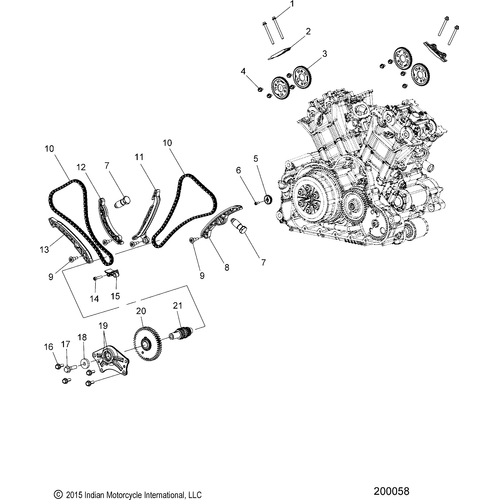 Engine, Cam Chain & Sprockets All Options - 2016 Indian Scout Schematic-27775 OEM Schematic