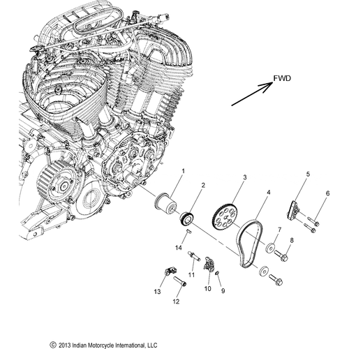 Engine, Cam Chain & Sprockets All Options - 2020 Indian Chieftain Dark Horse Schematic-24927 OEM Schematic