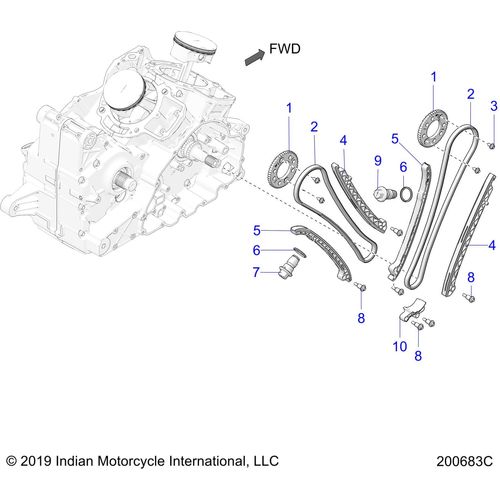 Engine, Cam Chain & Sprockets All Options - 2021 Indian Challenger Limited Schematic-23726 OEM Schematic