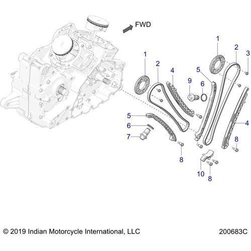 Engine, Cam Chain & Sprockets All Options - 2021 Indian Challenger Standard Schematic-23655 OEM Schematic