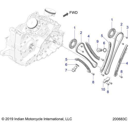 Engine, Cam Chain & Sprockets All Options - 2022 Indian Challenger Elite Schematic-22091 OEM Schematic