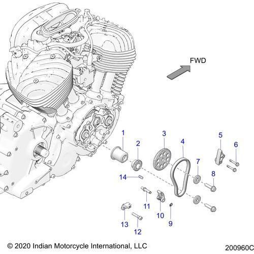 Engine, Cam Chain & Sprockets All Options - 2022 Indian Chieftain Premium Schematic-21478 OEM Schematic