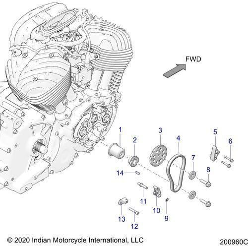 Engine, Cam Chain & Sprockets All Options - 2022 Indian Super Chief Limited 116 Schematic-20044 OEM Schematic