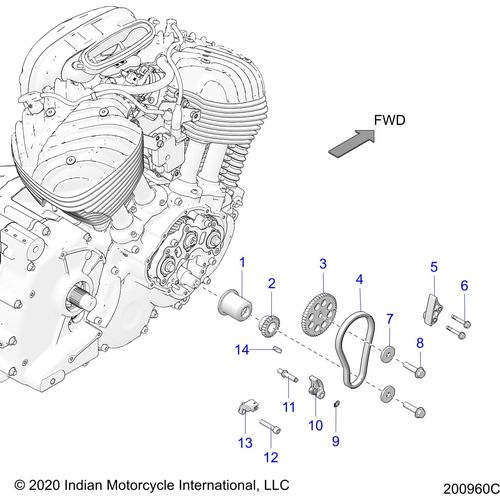 Engine, Cam Chain & Sprockets N21tvdaa/N21tvdca All Options - 2021 Indian Chief Vintage Dark Horse 111 Schematic-23581 OEM Schematic