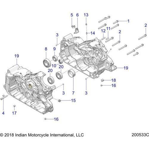 Engine, Cam Chains And Sprockets - 2019 Indian Ftr 1200 Rally Le Schematic-25681 OEM Schematic
