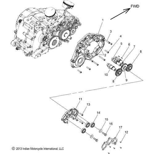 Engine, Cam Shafts & Gears All Options - 2016 Indian Chieftain/Chieftain Dark Horse/Roadmaster Schematic-27889 OEM Schematic