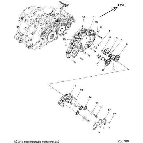 Engine, Cam Shafts & Gears All Options - 2020 Indian Chieftain Elite Schematic-24853 OEM Schematic