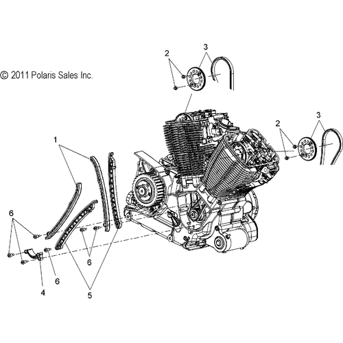 Engine, Camchain - 2013 Victory Vision/Aness All Options - V13Sw36/Aw36 Schematic 2968 OEM Schematic