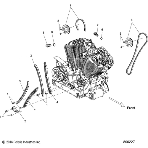 Off Road Express OEM Schematic Engine, Camchain - 2017 Victory Vision All Options Schematic 525