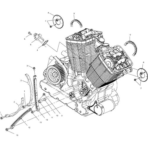 Engine, Camchain And Tensioner - 2001 Victory Deluxe Cruiser - V01Cd15Dc Schematic 6553 OEM Schematic
