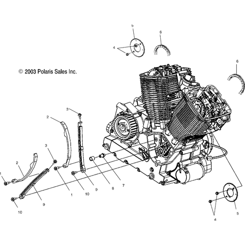 Engine, Camchain And Tensioner - 2004 Victory Ca Touring Cruiser All Options - V04Tb16 Schematic 5529 OEM Schematic